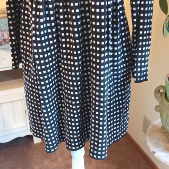 Joan Vass. USA  Windowpane Knit Dress. Empire Waist, Soft Knit,  Schoolgirlcore - Picture 3 of 12
